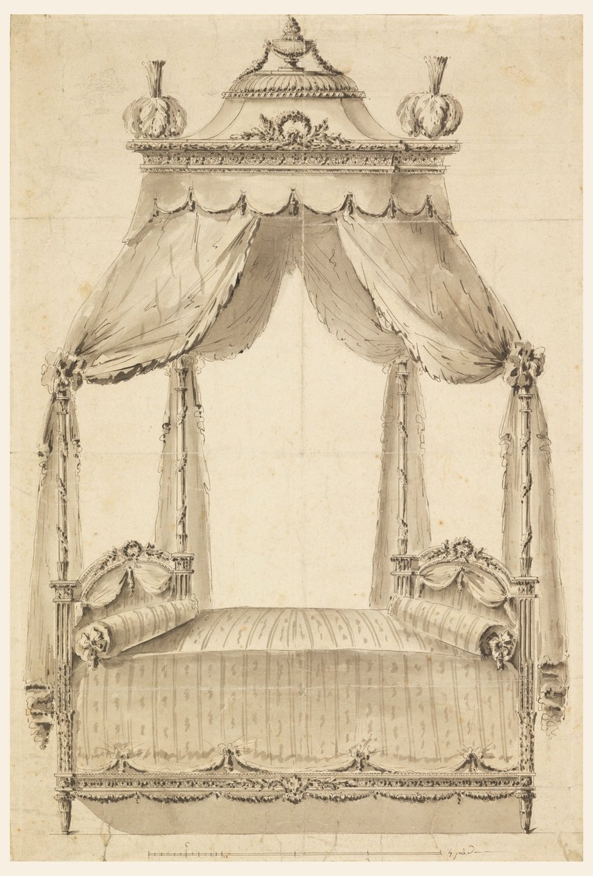 Zeichnung, Entwurf für ein Bett, ca. 1785 von Unknown artistUnknown artist