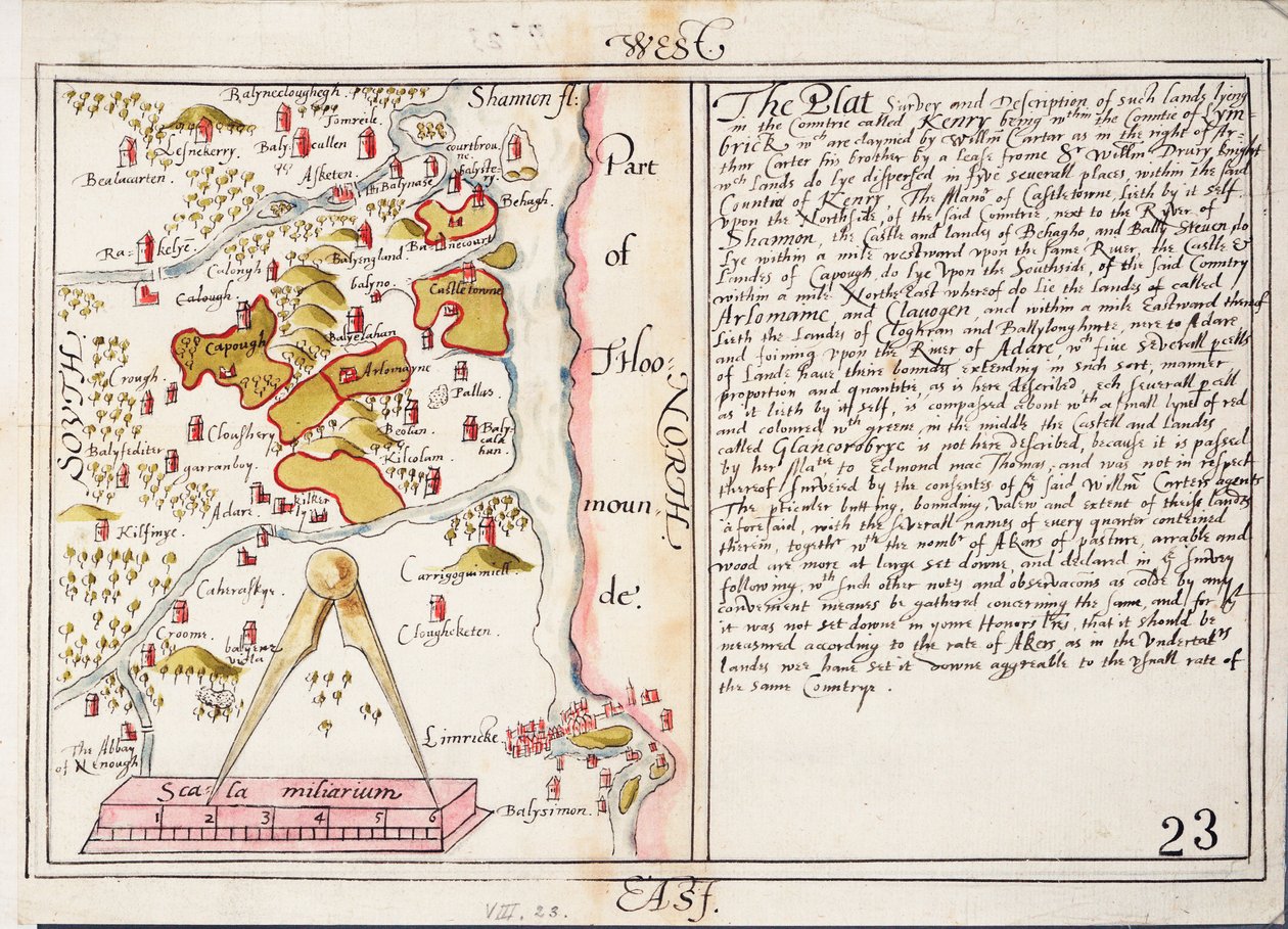 Karte des County Limerick, Irland, 16. Jahrhundert, ca. 1588 von Unknown artist