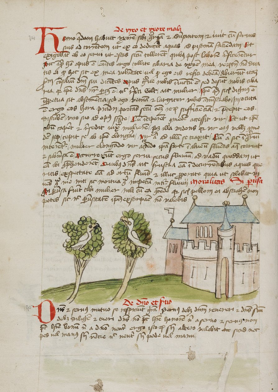 Ein Vogel auf einem Baum in der Nähe einer Stadt von Unknown artist