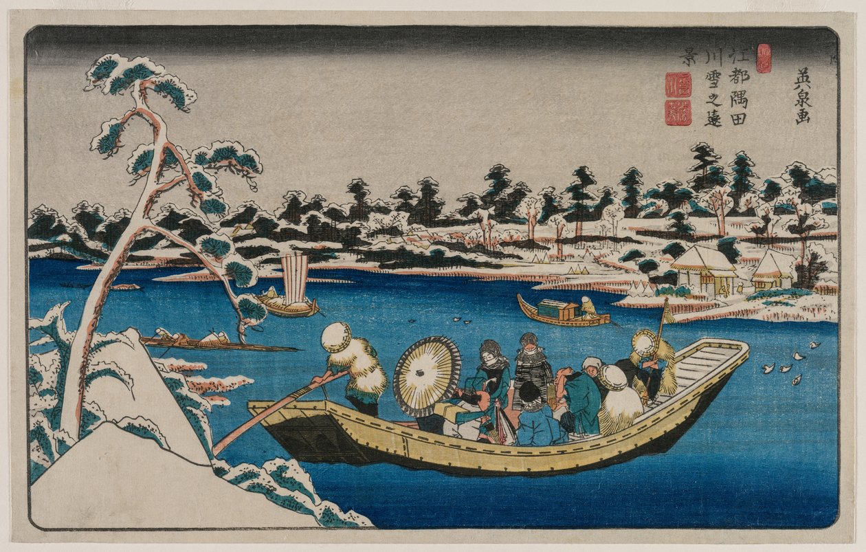 Fernansicht von Schnee am Sumida-Fluss in Edo von Unknown artist