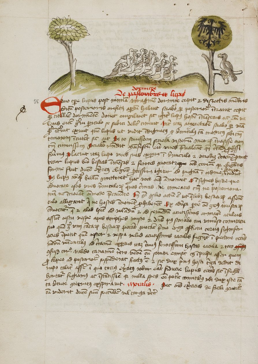 Ein Vogelschwarm unter einem Baum mit einem gekrönten Adler und einem heraldischen Wappen auf seinen Flügeln von Unknown artist