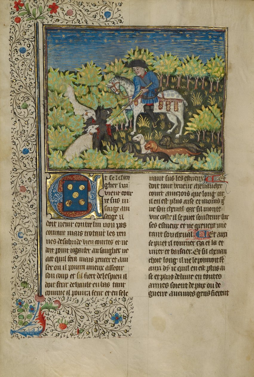 Ein Jäger und Hunde töten einen Wildschwein von Unknown artist