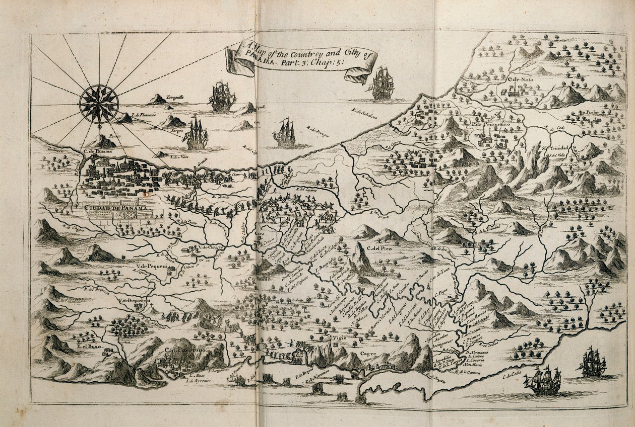 Eine Karte des Landes und der Stadt Panama. Teil 3: Kap. 5. (Gravur) von Unknown artist