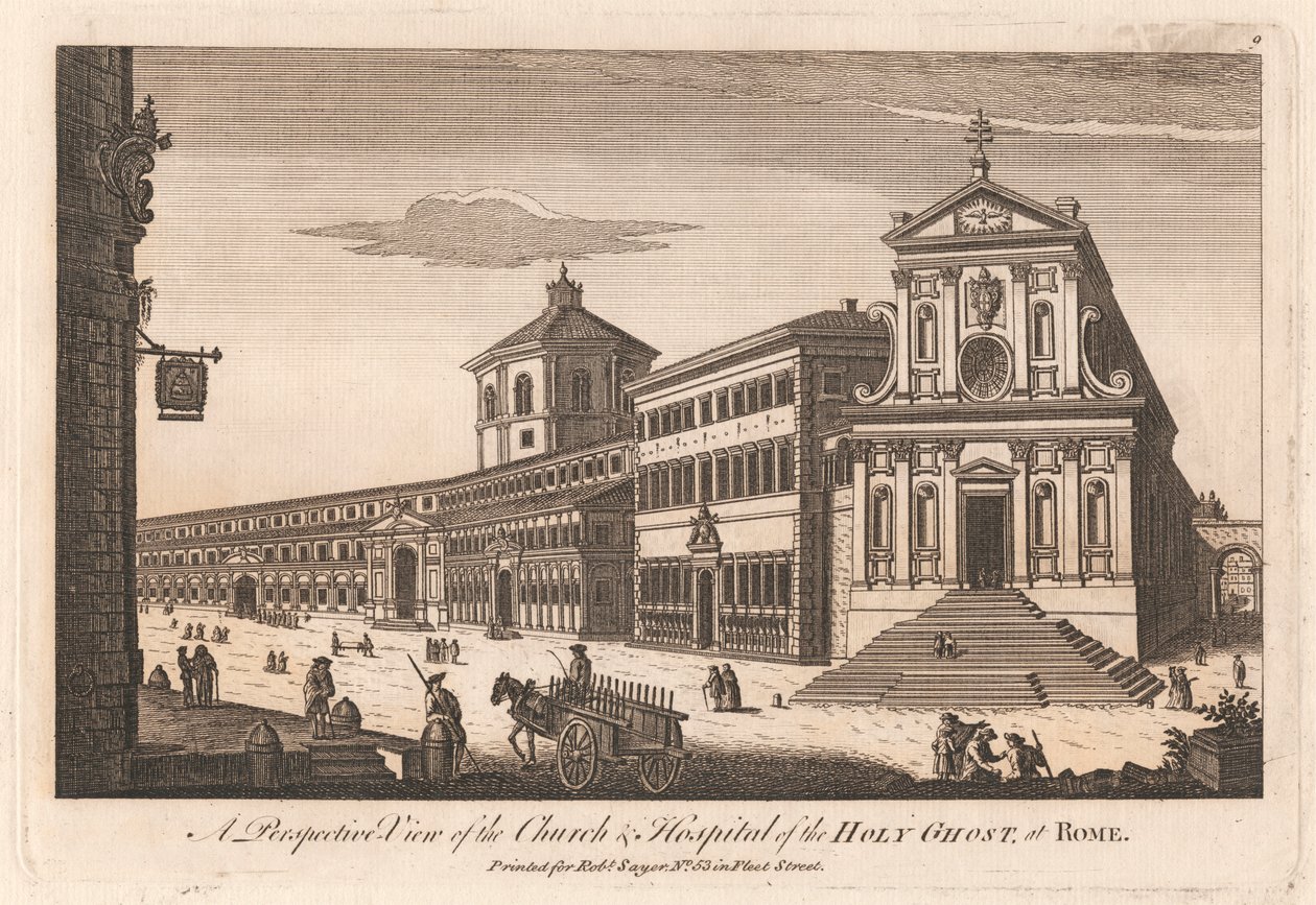 Eine perspektivische Ansicht der Kirche und des Hospitals des Heiligen Geistes in Rom von Unknown artist