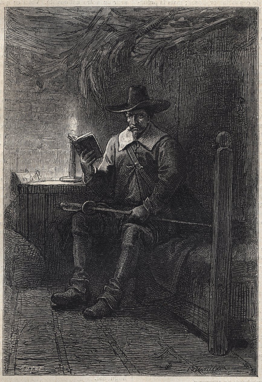 Ein schottischer Puritaner - Illustration des 19. Jahrhunderts für den historischen Roman „Die Puritaner von Schottland“ (Old Mortality) von Walter Scott (1771-1832) von Unknown artist