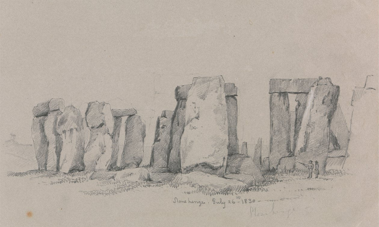 Ansicht von Stonehenge mit zwei Figuren im Vordergrund von Unknown artist