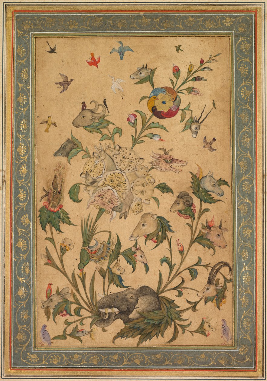 Eine florale Fantasie von Tieren und Vögeln (Waq-waq) von Unknown artist