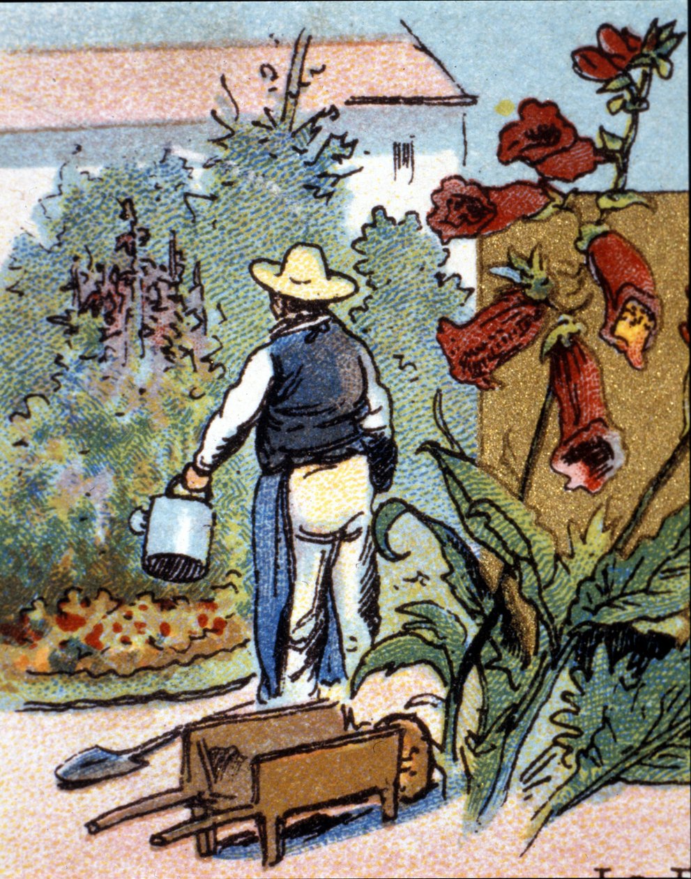 Ein Gärtner, Chromolithografie von Unknown artist