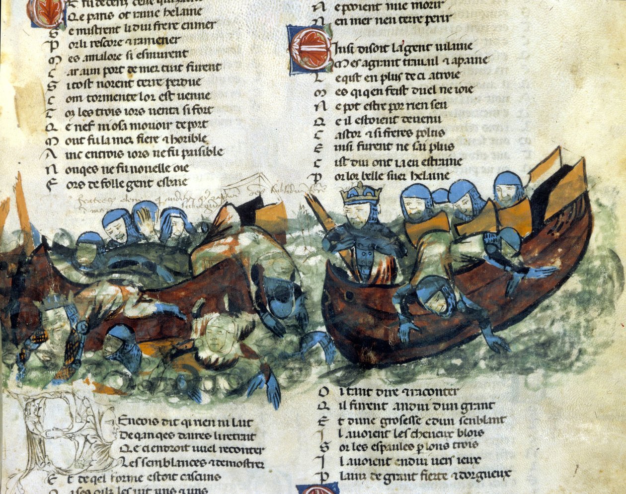 Eine Seeschlacht. Miniatur aus dem 13. Jahrhundert von Unknown artist