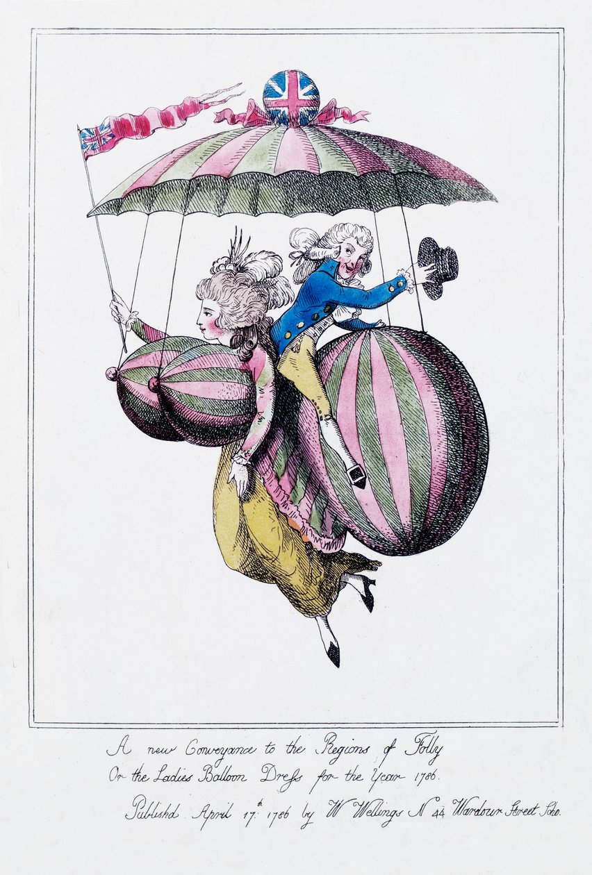 Eine neue Beförderung in den Regionen des Wahnsinns, oder das Ballonkleid der Damen für das Jahr 1786 von Unknown artist