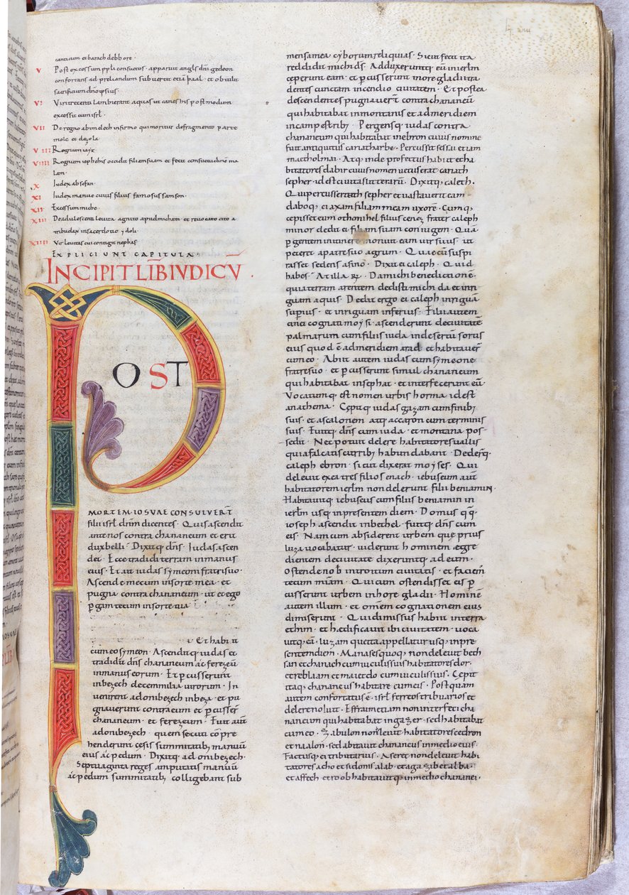 Eine Seite mit dem Incipit des Buches der Richter "Nach dem Tod Josuas...", 11. Jahrhundert von Unknown artist