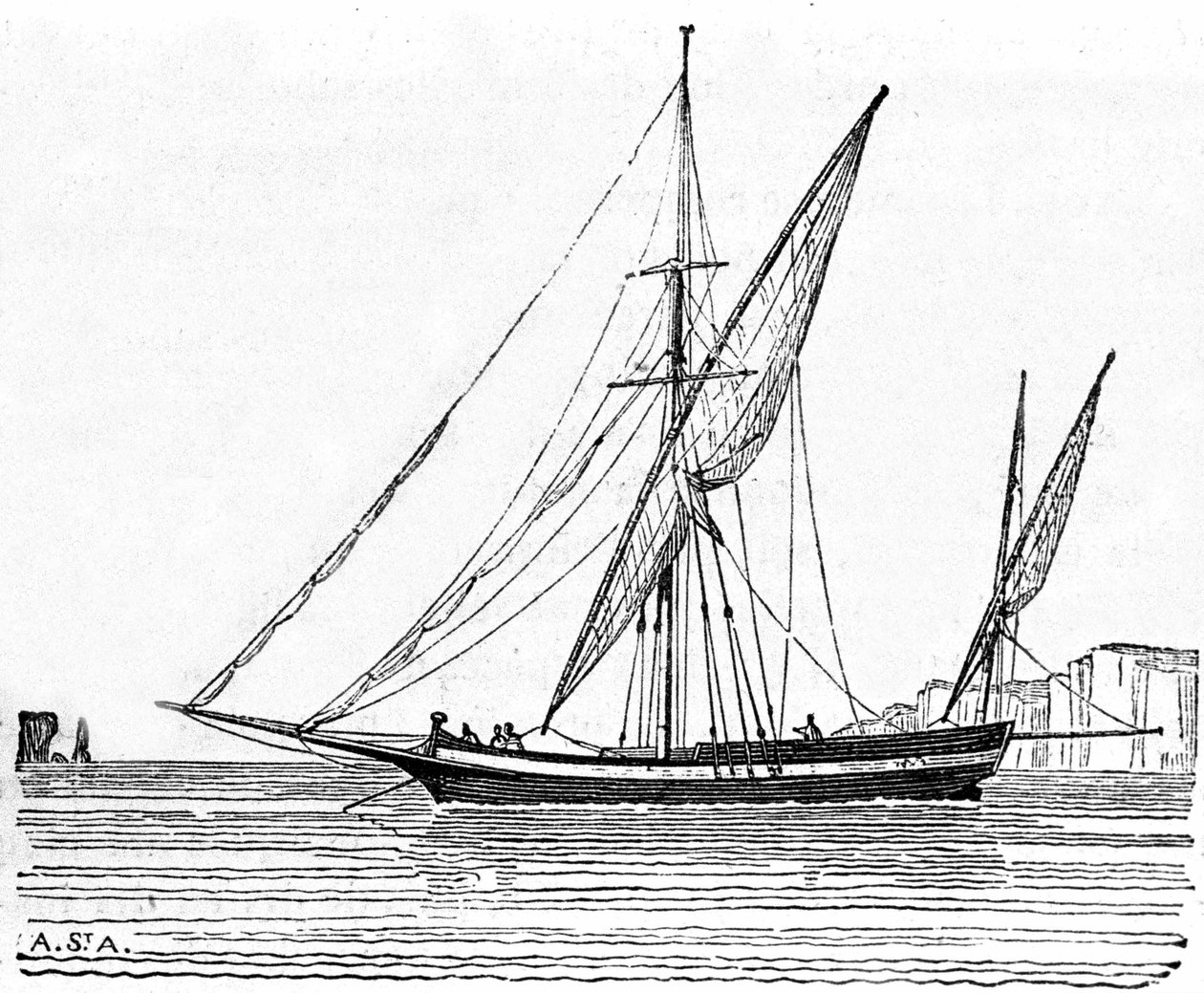 Eine Tartane, ein kleines Boot mit einem großen Mast des Mittelmeers von Unknown artist