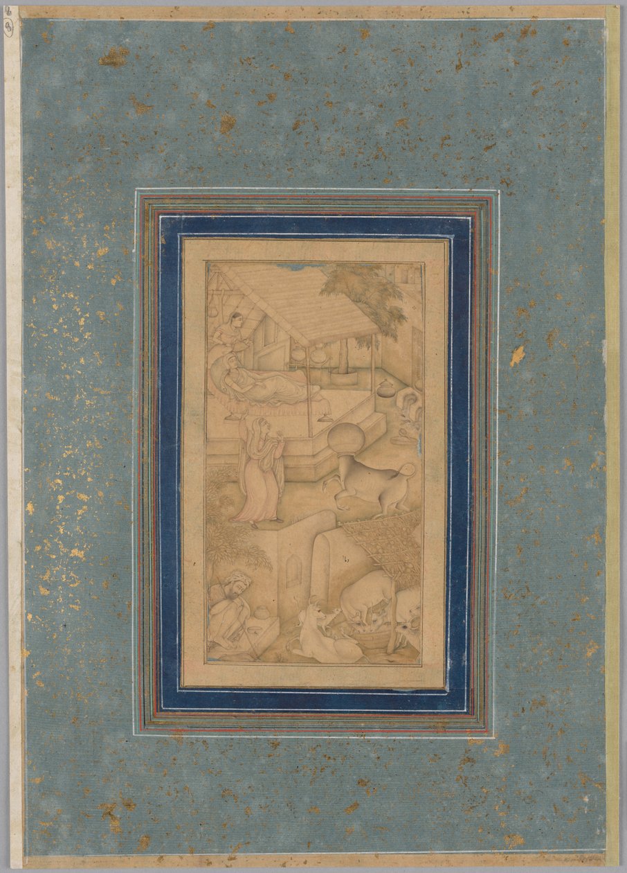 Eine Frau verwechselt eine Kuh mit dem Todesengel, aus einem Lichter von Canopus (Anwar-i Suhaili) von Kashifi (Iranisch, gest. 1504) von Unknown artist