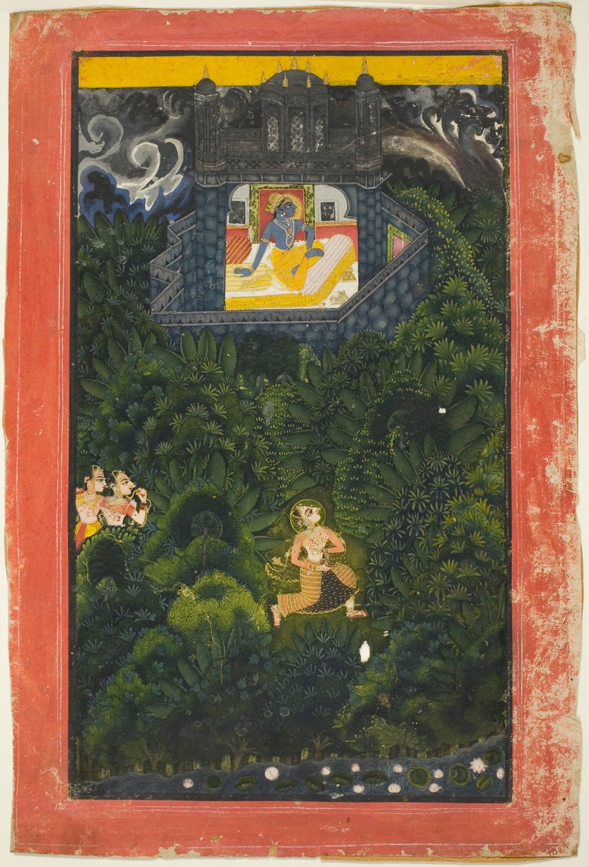 Abhisarika Nayika (Heldin, die ihrem Liebhaber entgegenläuft) von Unknown artist