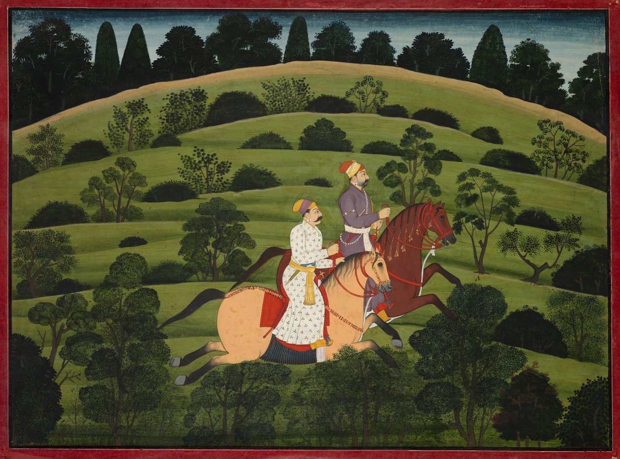 Akrura reitet nach Dwarka, Seite aus dem großen Basohli Bhagavata Purana von Unknown artist