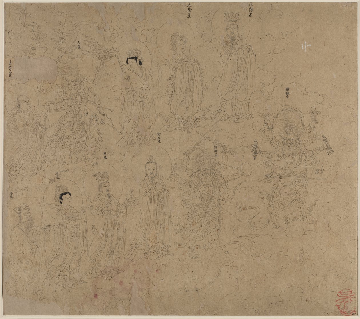 Album mit daoistischen und buddhistischen Themen: Prozession daoistischer Gottheiten: Blatt 21 von Unknown artist