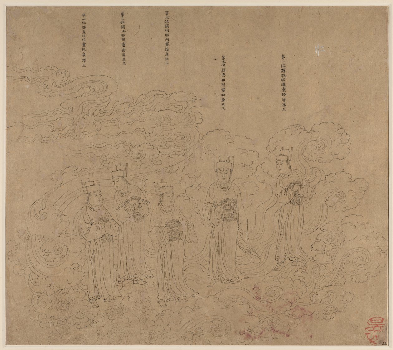 Album mit daoistischen und buddhistischen Themen: Prozession daoistischer Gottheiten: Blatt 22 von Unknown artist