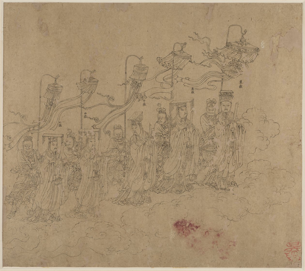 Album der daoistischen und buddhistischen Themen: Prozession der daoistischen Gottheiten: Blatt 5 von Unknown artist