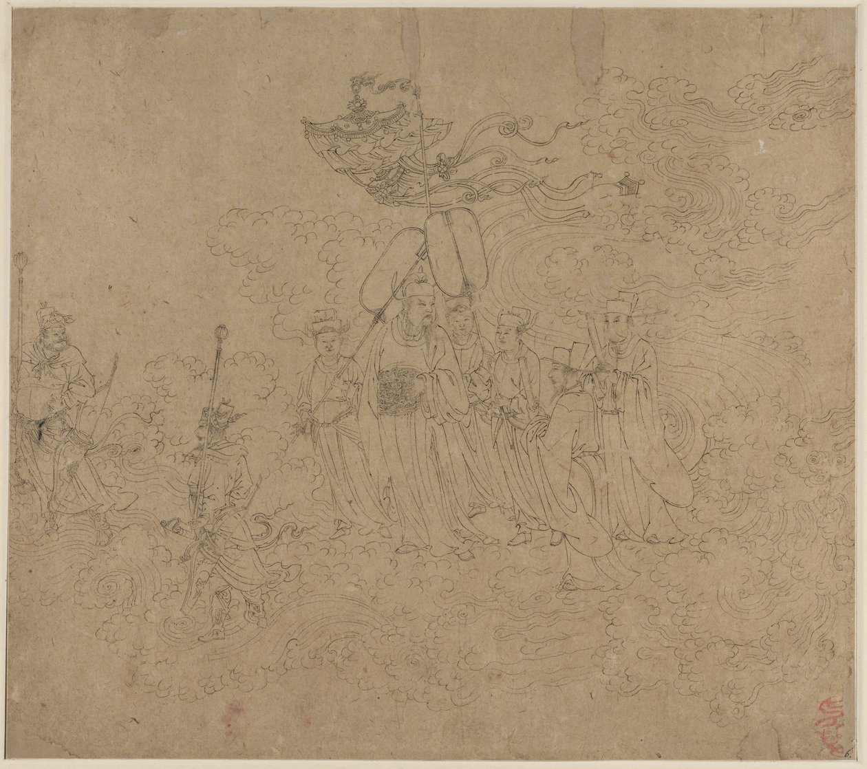 Album der daoistischen und buddhistischen Themen: Prozession der daoistischen Gottheiten: Blatt 6 von Unknown artist