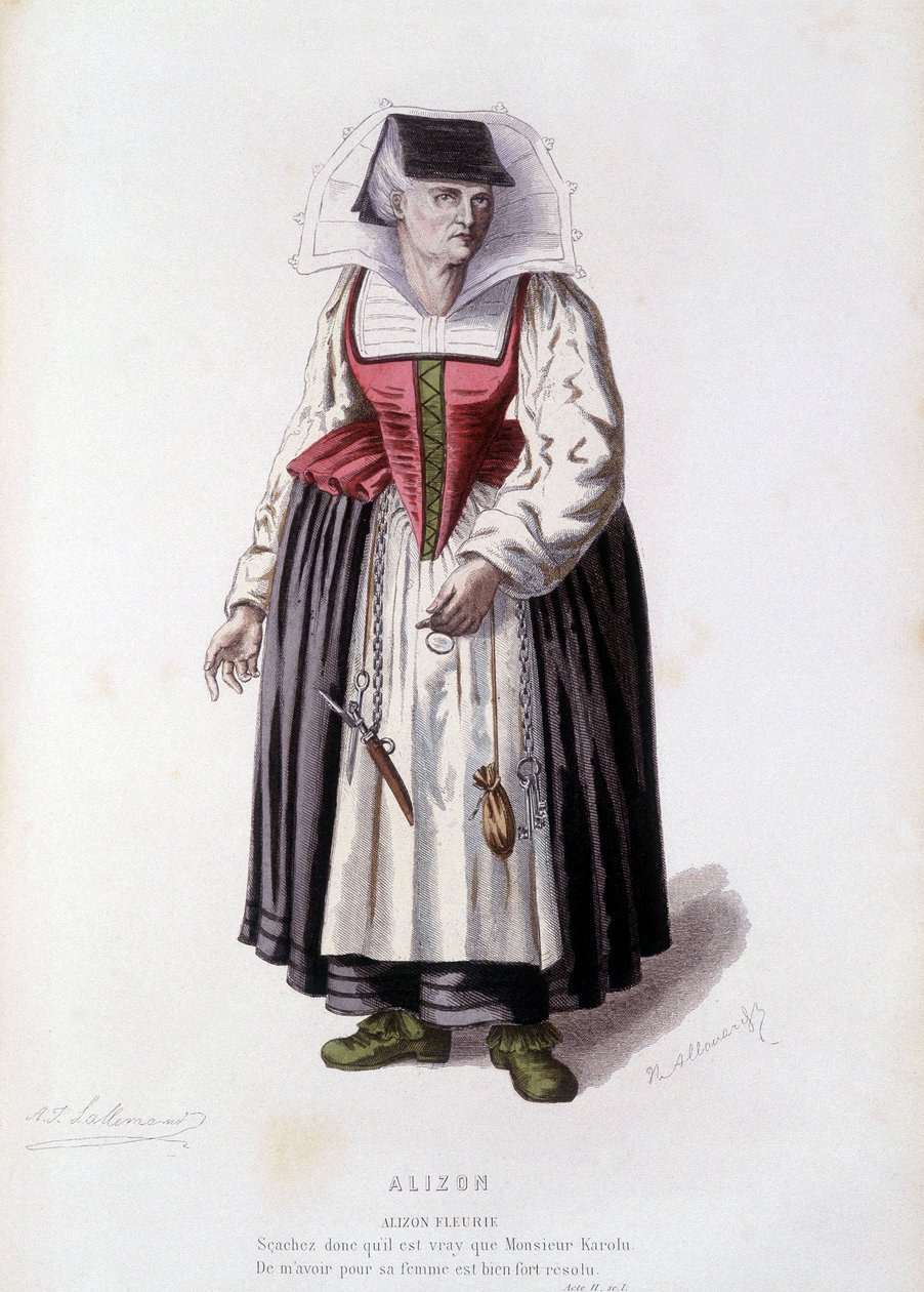 Alizon Fleurie in „Alizon“ (von JC Discret), in „Das französische Theater im 16. und 17. Jahrhundert vor Molière“ von Edouard Fournier von Unknown artist