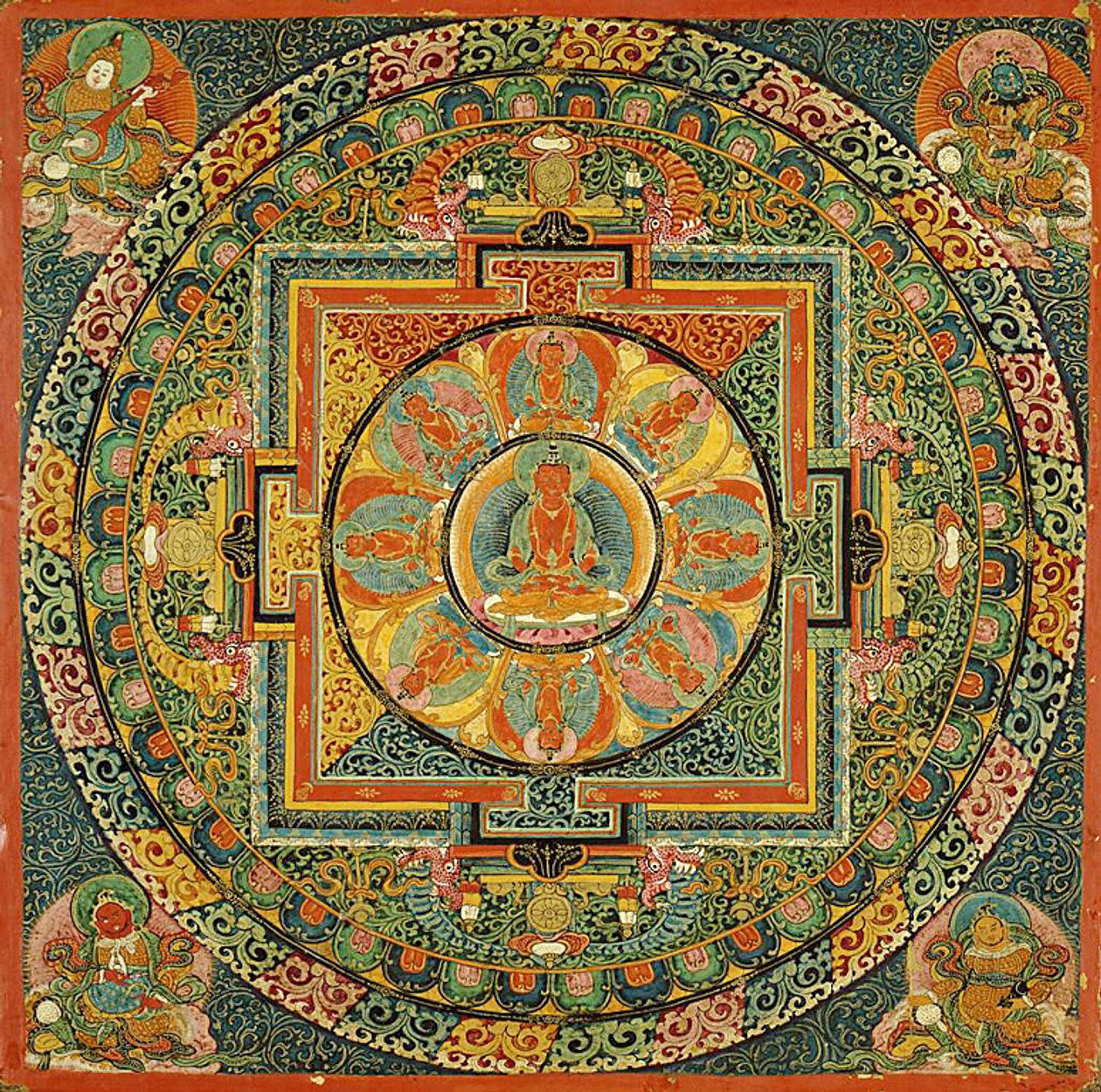 Altartisch mit Mandala von Amitayus, dem Buddha des unendlichen Lebens von Unknown artist