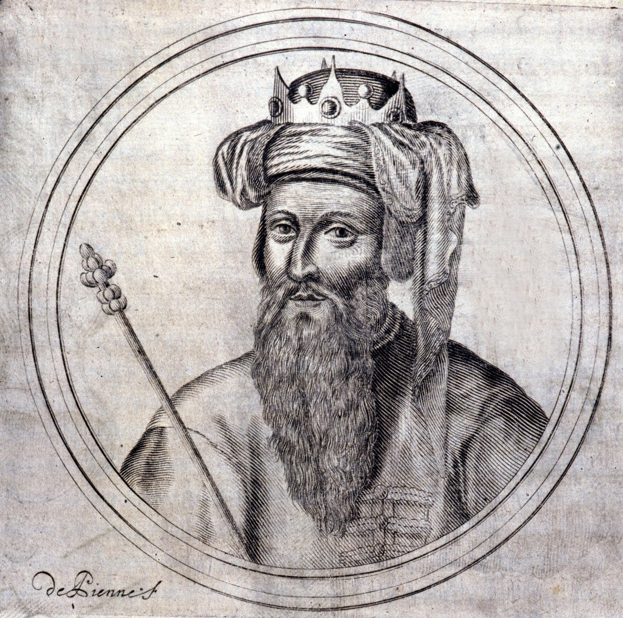 Amadeus VIII. (1383-1451), Graf und dann Herzog von Savoyen, letzter Gegenpapst unter dem Namen Felix V. (Gravur in „Genealogische Geschichte des Königshauses Savoyen“ von Samuel Guichenou, Lyon 1660) von Unknown artist