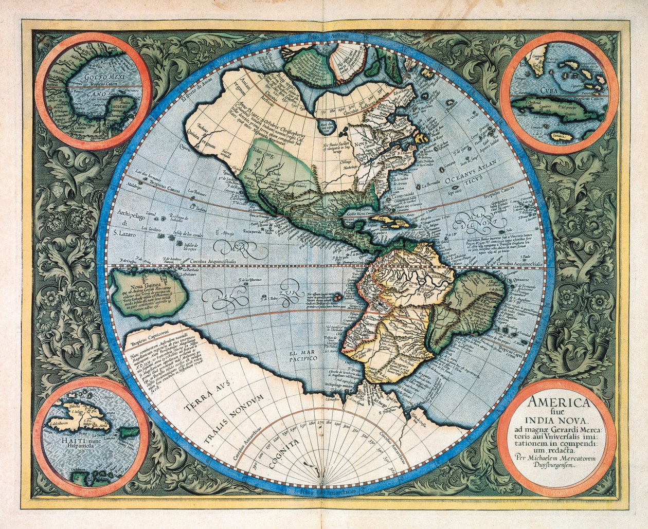 America sive India Nova, aus „Atlas sive cosmographicae meditationes de fabrica mundi et fabricati figura“ von Gerhard Kremer Mercator von Unknown artist
