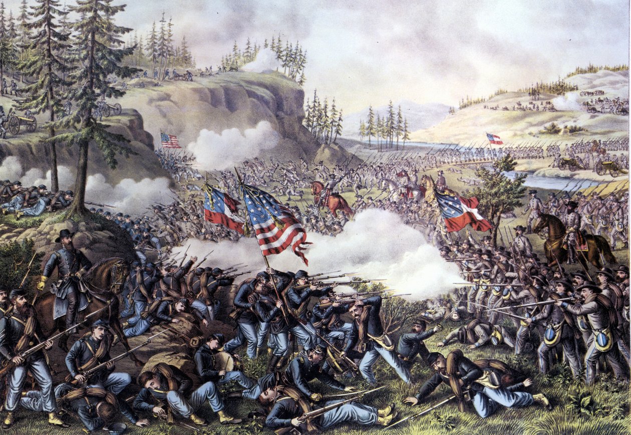 Amerikanischer Bürgerkrieg (1861-1865): Schlacht von Chickamauga (Georgia) 18.-20. September 1863. Gravur aus dem 19. Jahrhundert von Unknown artist