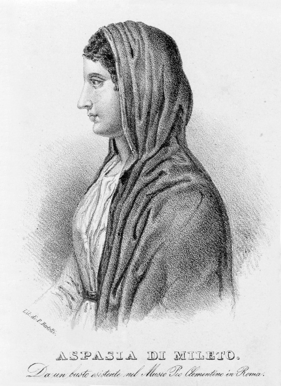 Aspasia von Milet, Geliebte von Perikles. Lithographie von Bertotti. 19. Jahrhundert. von Unknown artist