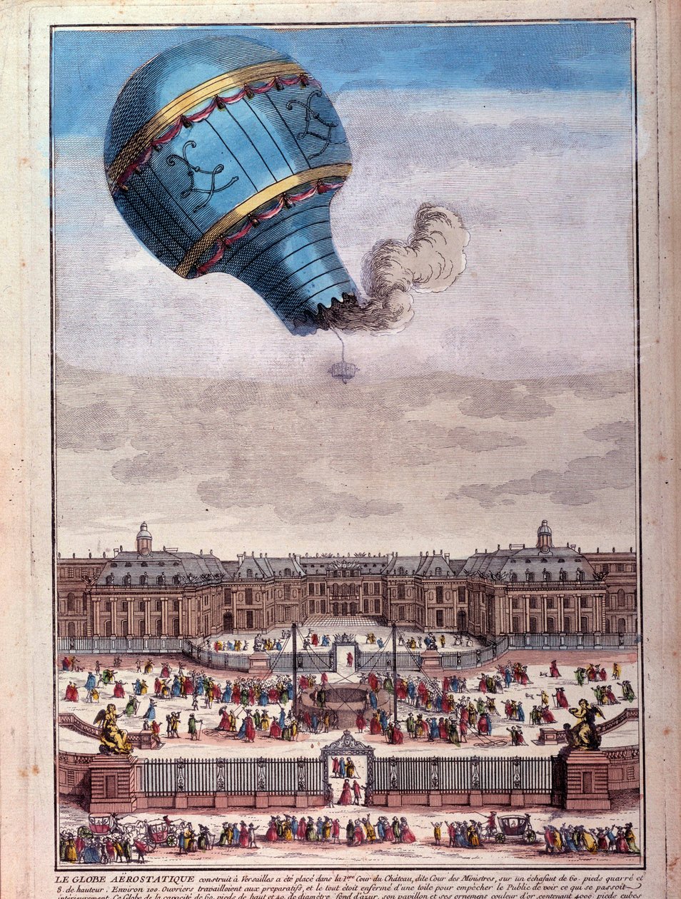 Ballonfahrt: Experiment der Brüder Montgolfier vor dem Schloss von Versailles im September 1783 von Unknown artist