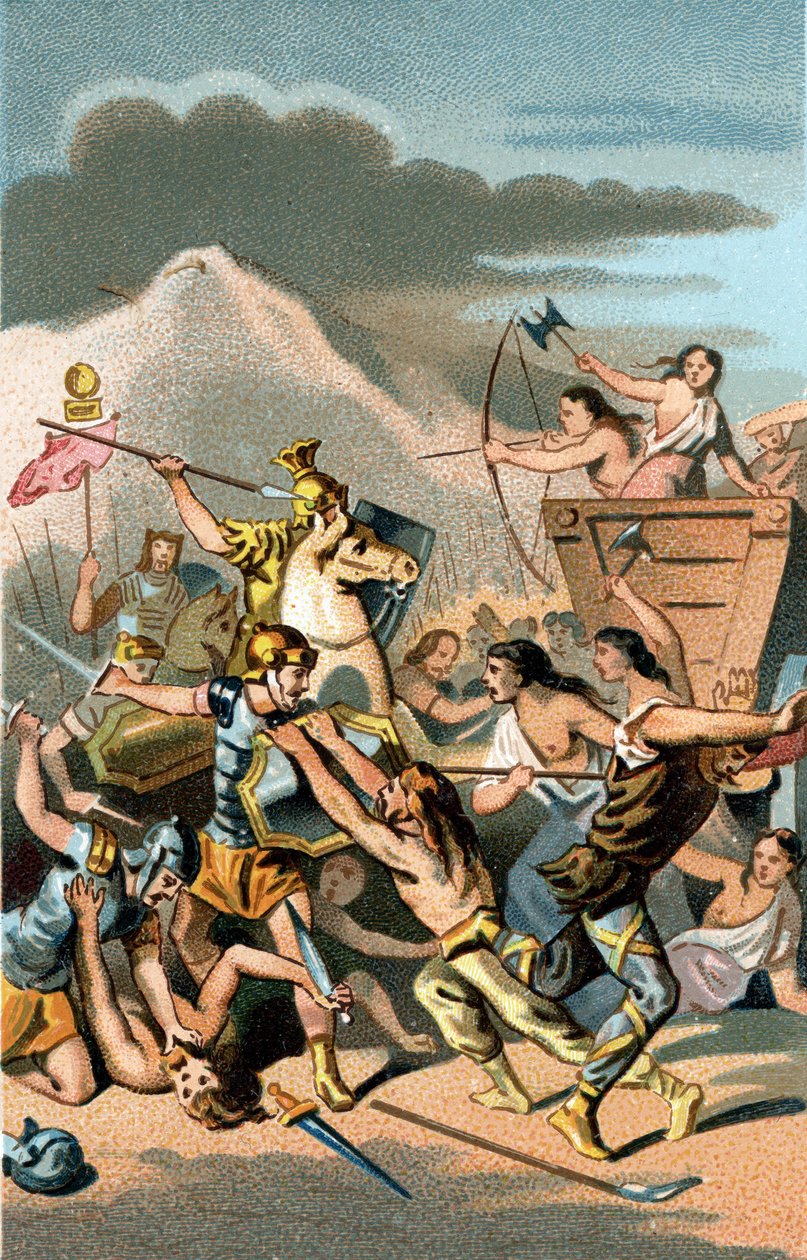 Schlacht von Aix: Invasion der Kimbern und Teutonen von 110 bis 102 v. Chr. Die Teutonen wurden von Caius Marius dem Weisen, römischer Konsul, besiegt. von Unknown artist