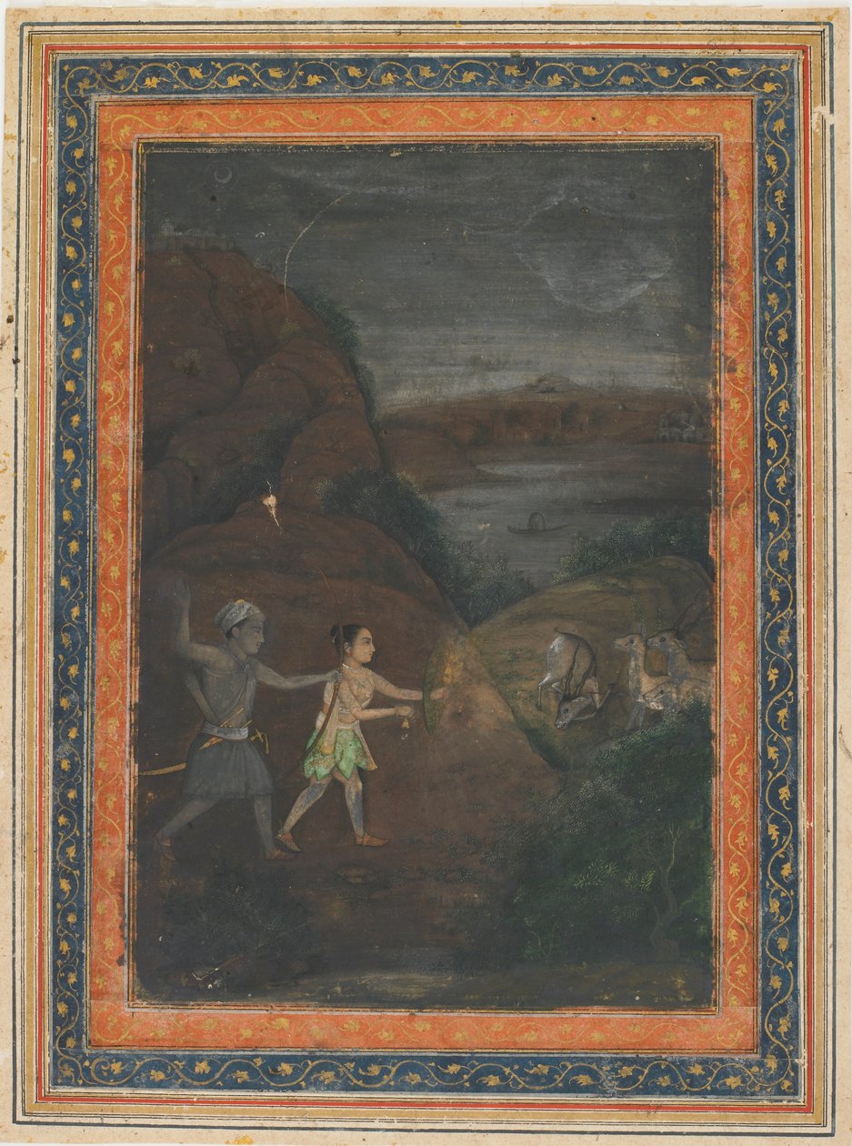 Bhils jagen nachts Hirsche von Unknown artist