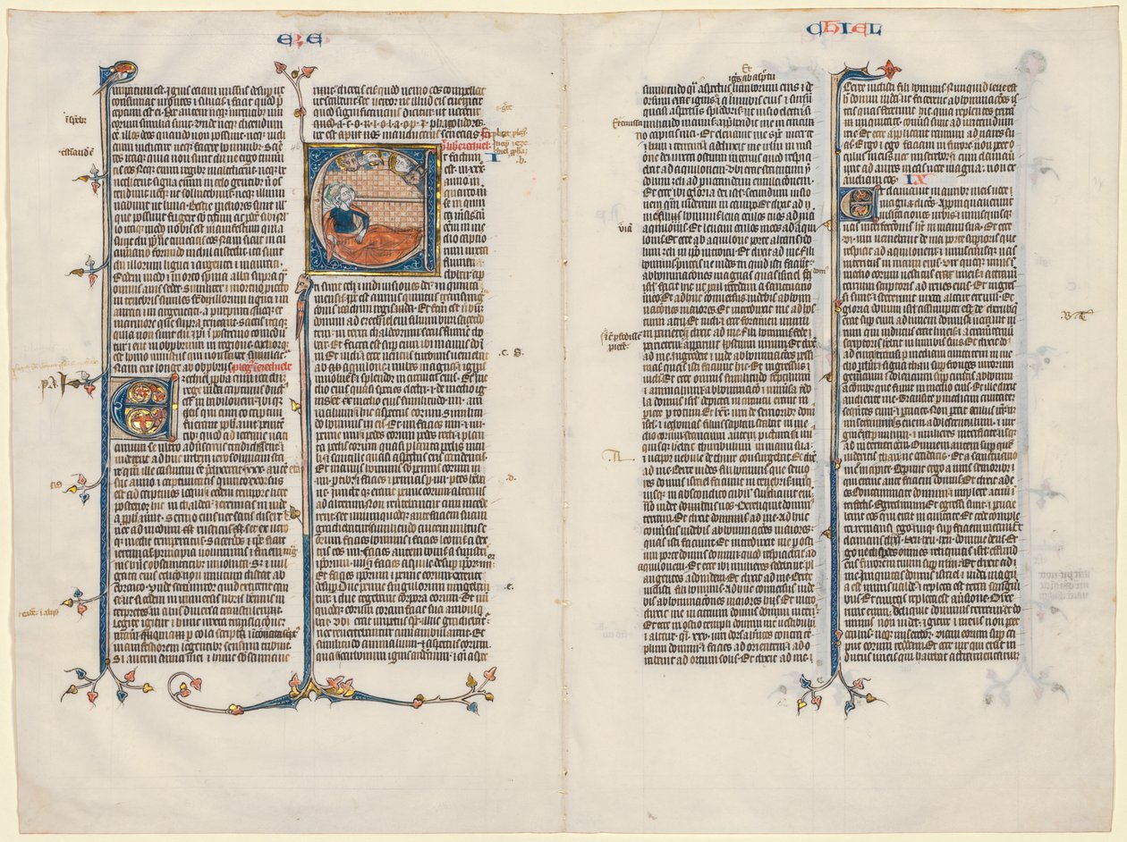 Bifolium aus einer Bibel: Initiale E[t factum est] mit Ezechiel von Unknown artist