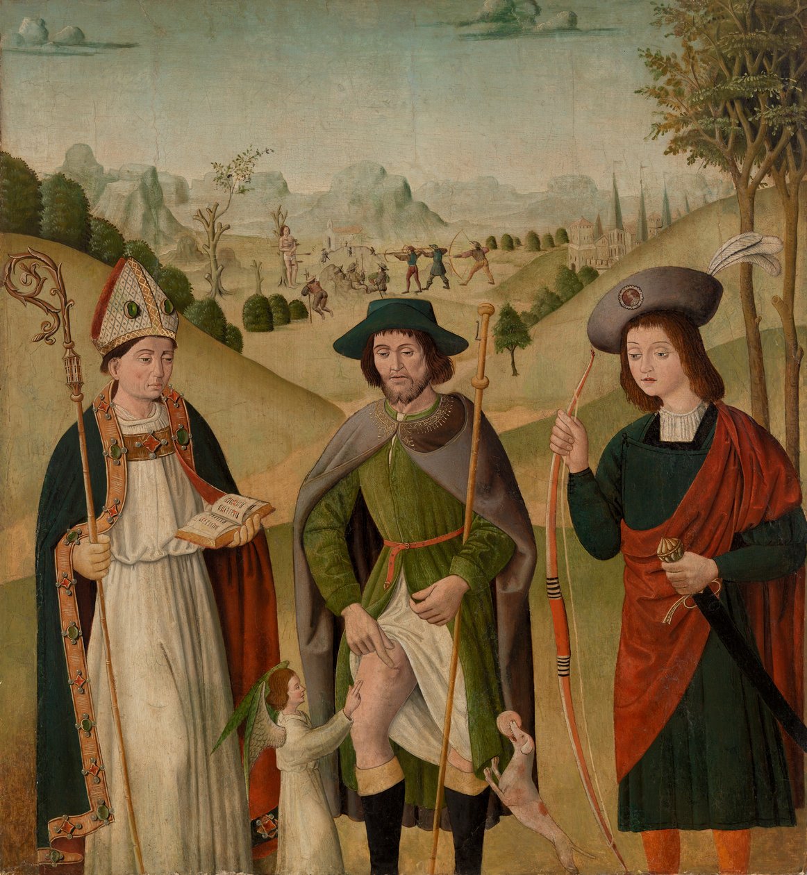 Bischof Heiliger, Heiliger Rochus und Heiliger Sebastian von Unknown artist