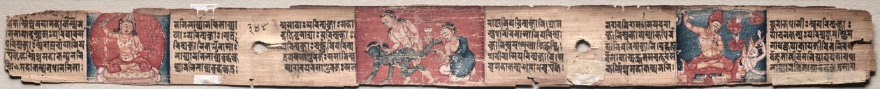 Bodhisattva Samantabhadra reinigt den Weg zur Erleuchtung, mit Manjushri: Folio 348 (verso), aus einem Gandavyuha-Sutra (Schrift der höchsten Anordnung) von Unknown artist