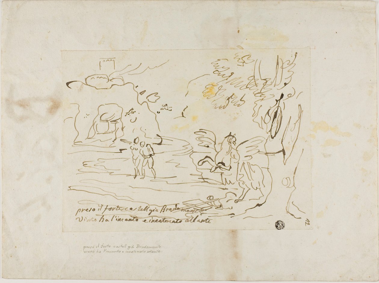 Bradamante verzaubert und fesselt Atlanta in der Nähe der Festung von Unknown artist