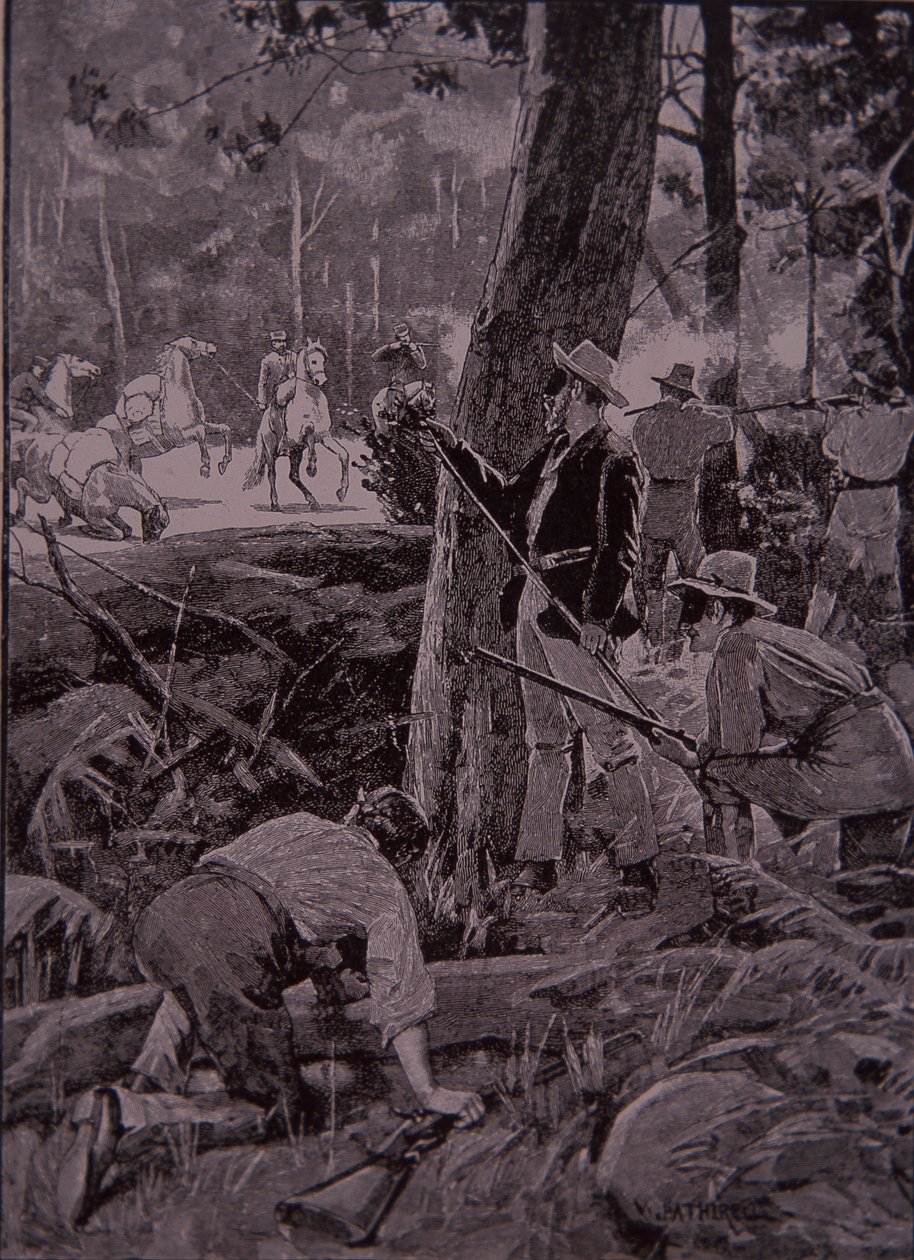 Bushrangers, australische Gesetzlose, überfallen einen Goldtransport von Unknown artist