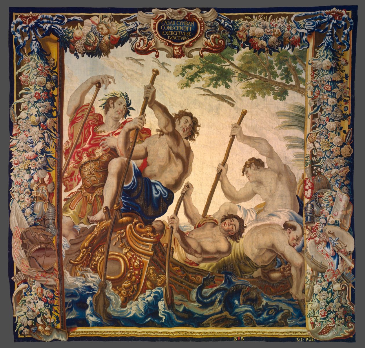 Caesar besteigt ein Boot, um sich seiner Armee anzuschließen aus Die Geschichte von Caesar und Cleopatra von Unknown artist
