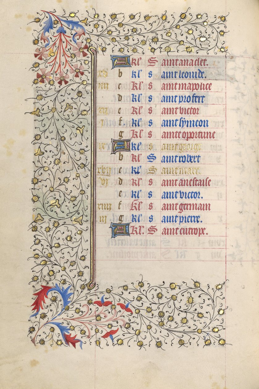 Kalenderseite von Unknown artist