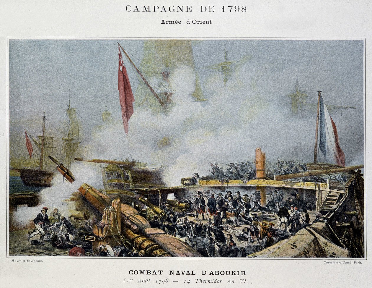Kampagne (Expedition) von Ägypten (1798-1801): die Schlacht von Aboukir - in "Die Seeschlachten Napoleons" von Unknown artist