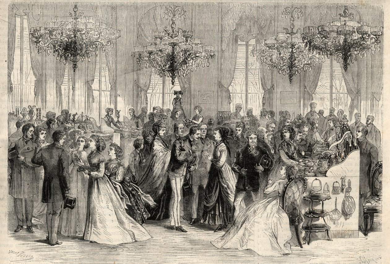 Wohltätigkeitsverkauf an das Außenministerium für den Bau eines deutschen Krankenhauses in Paris. Gravur in „The Universe illustrious“ von Unknown artist