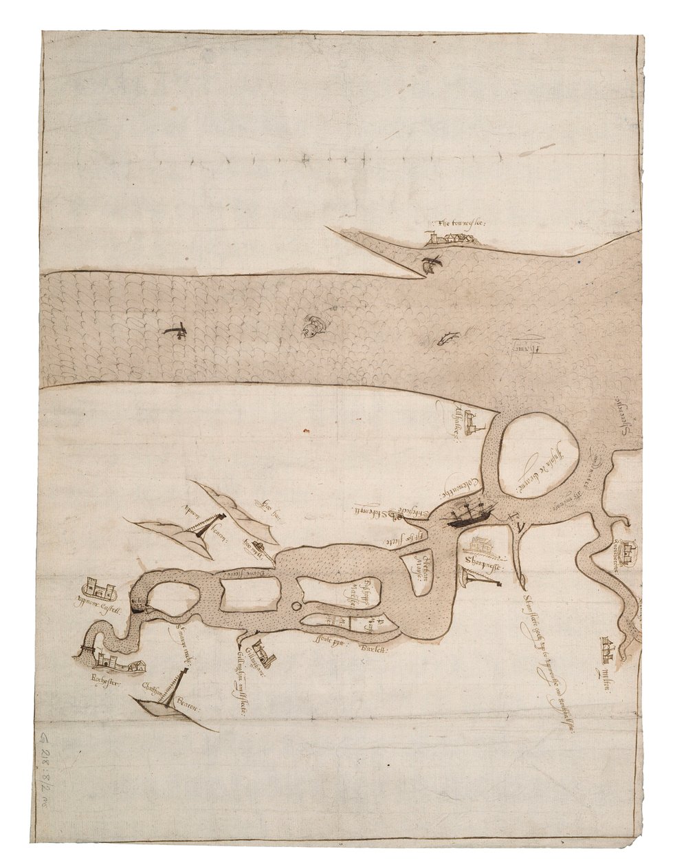 Karte des Flusses Medway und eines Teils der Themse: Nr. 24 Sheerness, ca. 1590 von Unknown artist