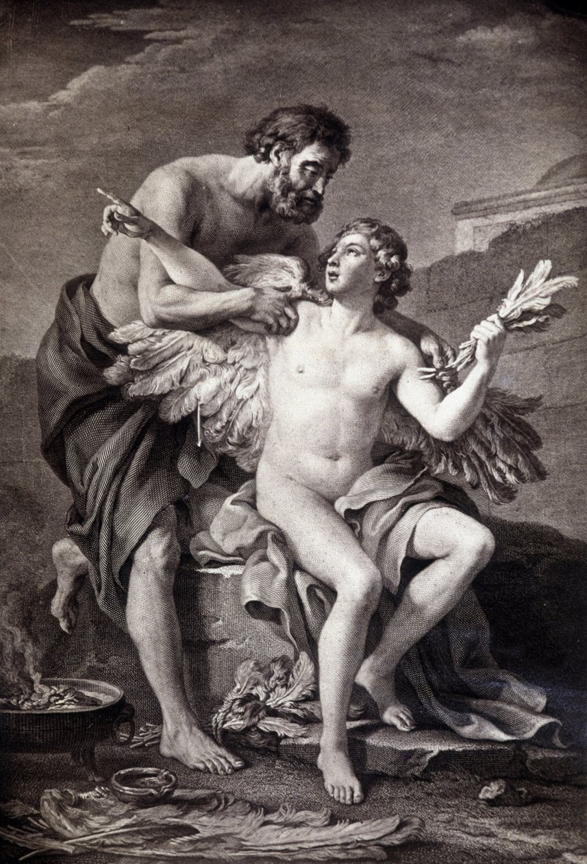 Daedalus und Icarus. Gravur, 19. Jahrhundert von Unknown artist