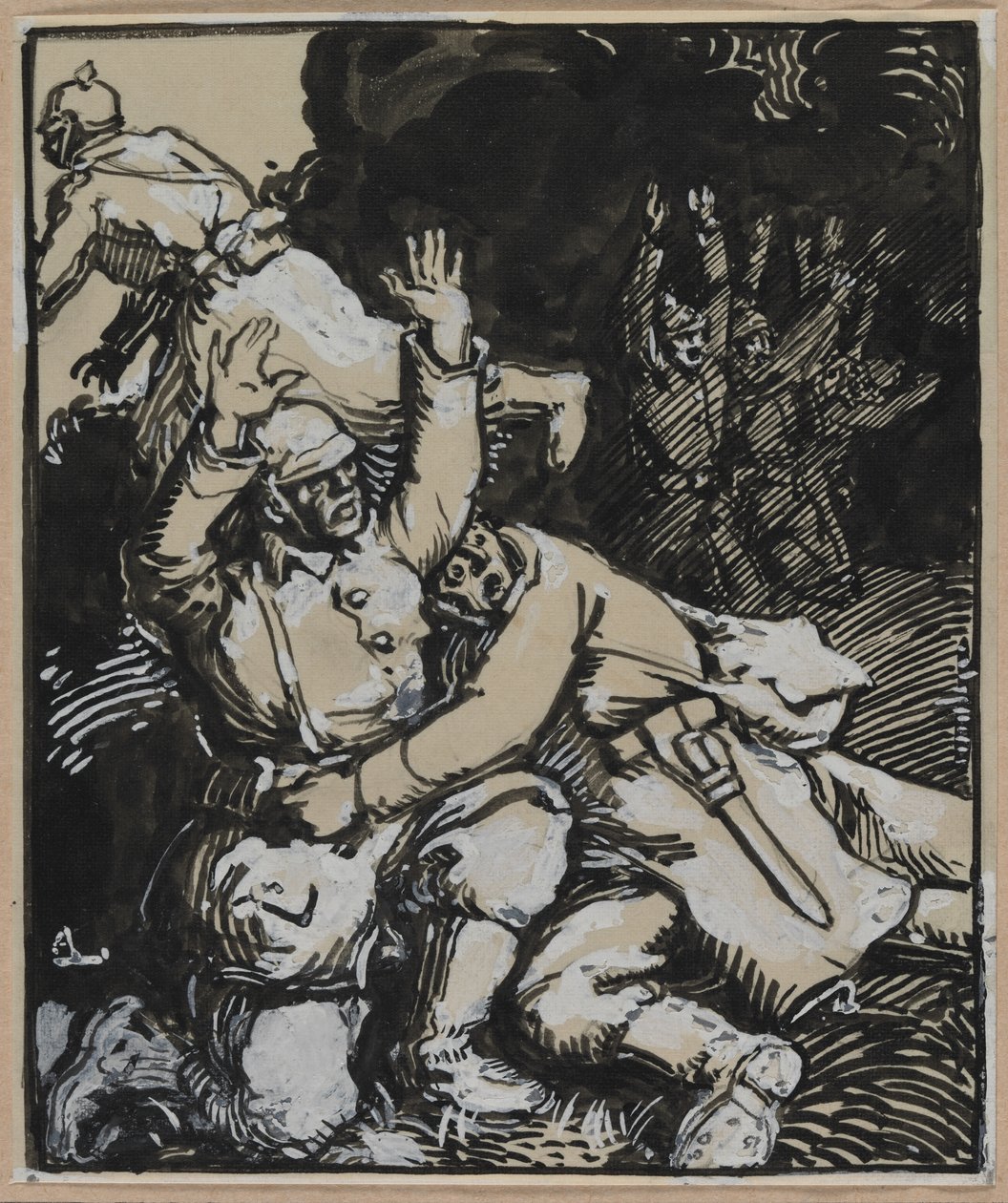 In einem Graben ergeben sich deutsche Soldaten von Unknown artist