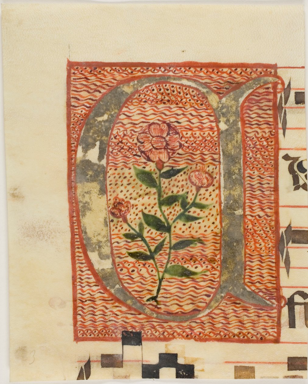 Geschmückter Initialbuchstabe "A" mit Blume aus einem Manuskript von Unknown artist
