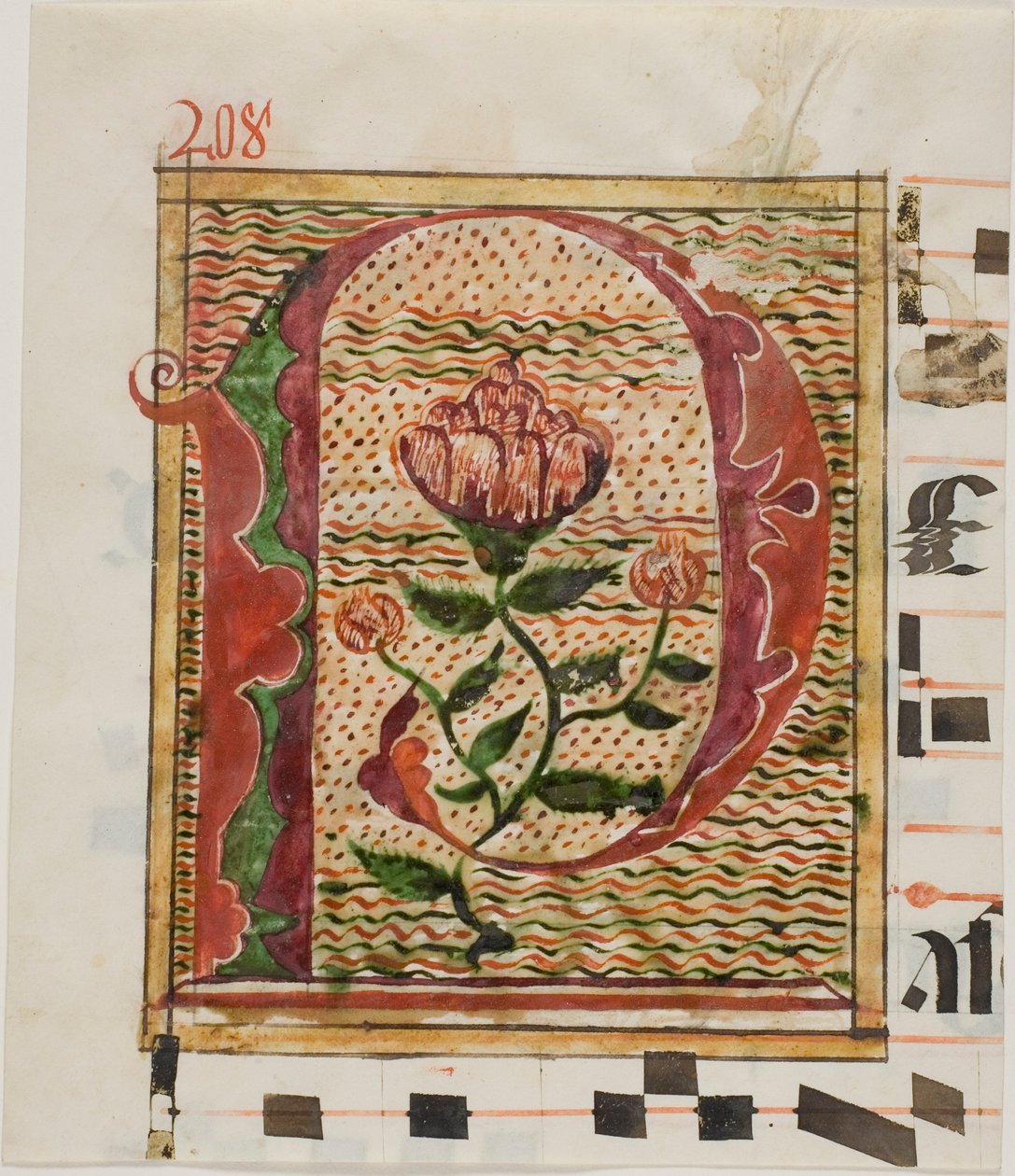 Geschmücktes Initial "P" mit Blumen aus einem Manuskript von Unknown artist