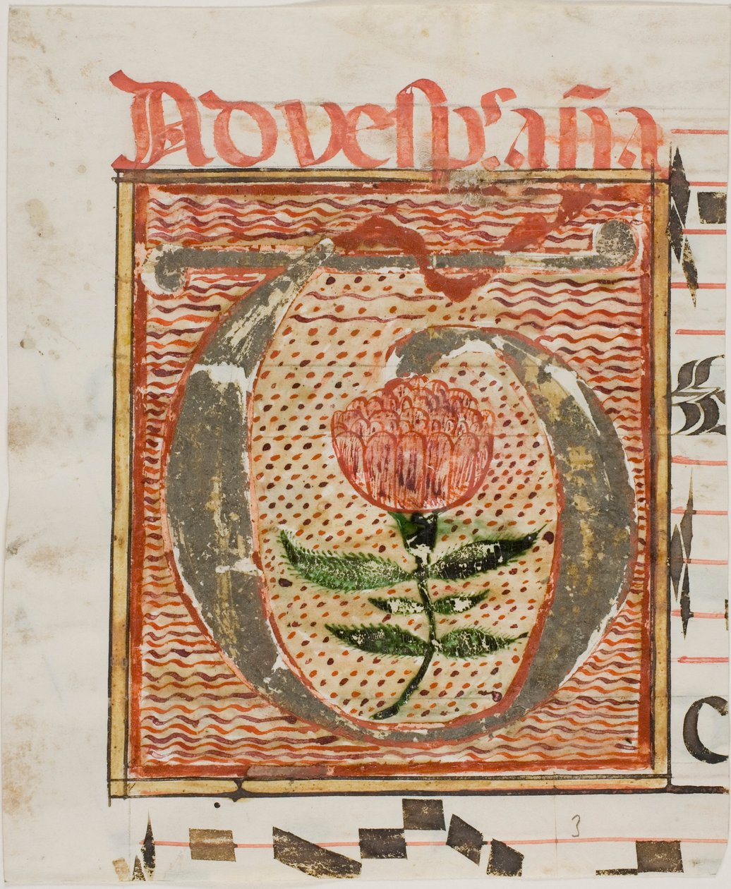 Geschmücktes Initial "T" mit Blume aus einem Manuskript von Unknown artist