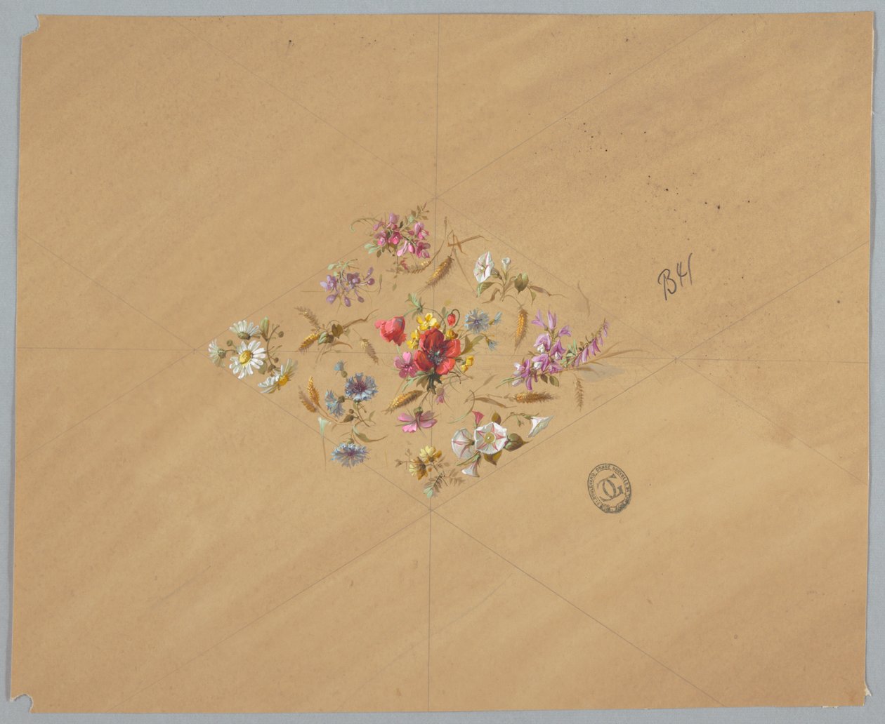Entwurf für Tapeten und Textilien: Blumen von Unknown artist