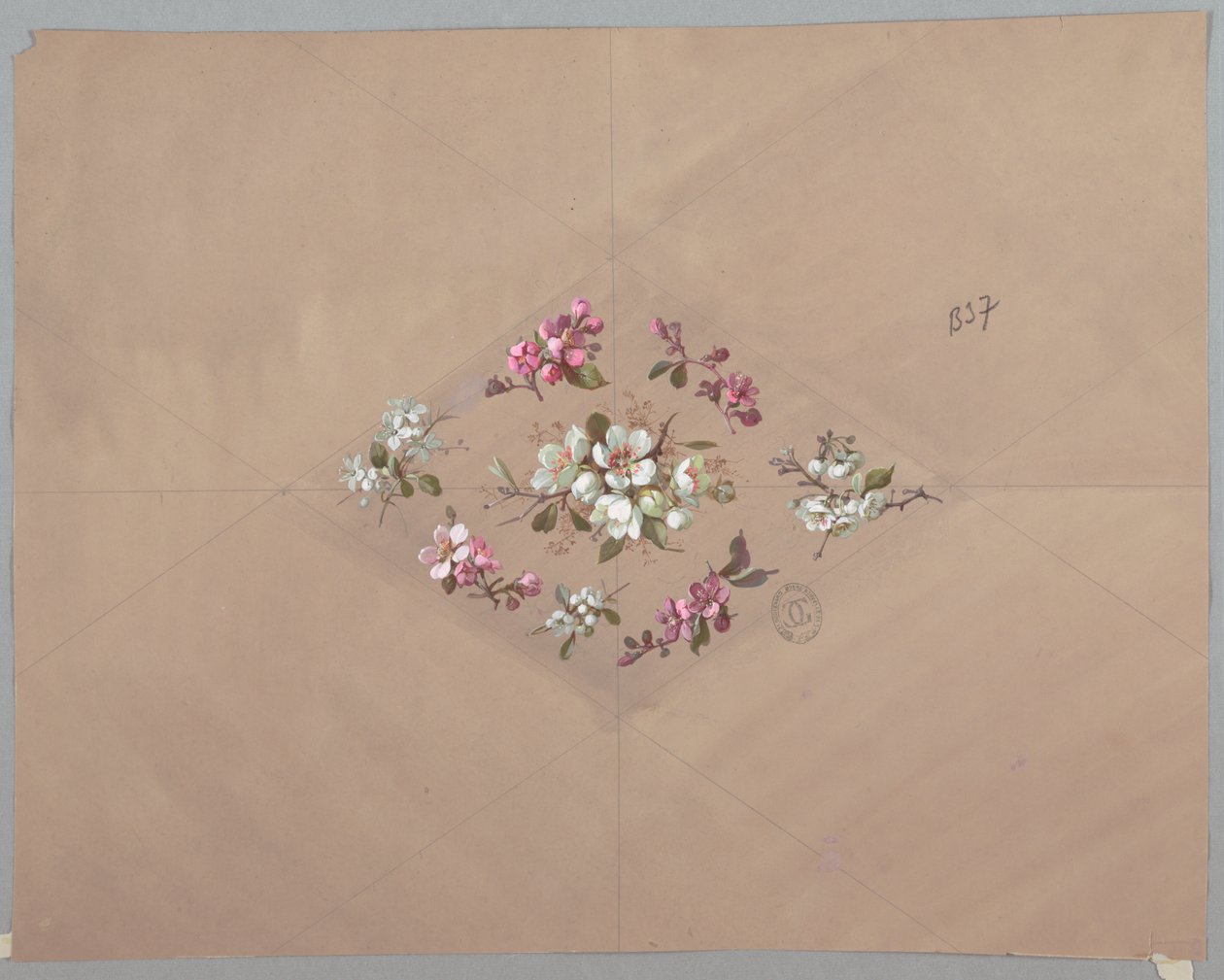 Entwurf für Tapeten und Textilien: Blumen von Unknown artist