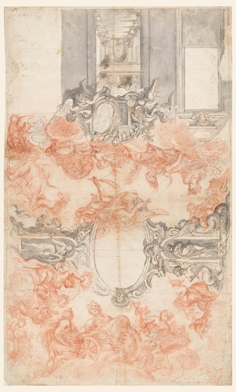 Entwurf für eine bemalte Decke und die Dekoration einer kurzen Wand, die die Jahreszeiten darstellt von Unknown artist
